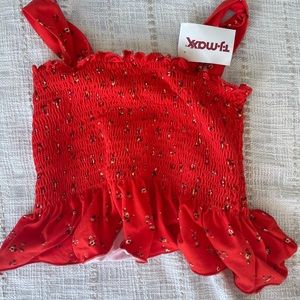 Orange floral tank top